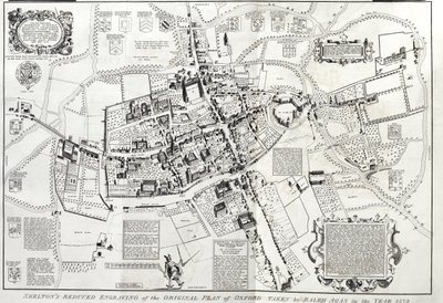 RSOS168, Frontispice til Oxonia antiqua restaurata, et fugleperspektiv af Oxford, reduceret version af originalen af Ralph eller Radulph Agas (ca. 1540-1621) fra 1578, af Joseph Skelton, Oxford, indgraveret af W af English School